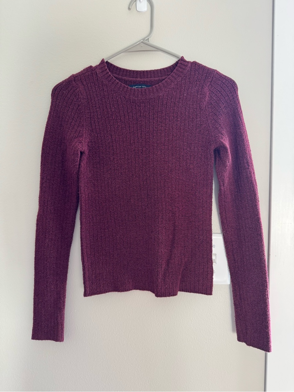 American Eagle Outfitters Ribbed Crewneck Sweater - berry/burgundy